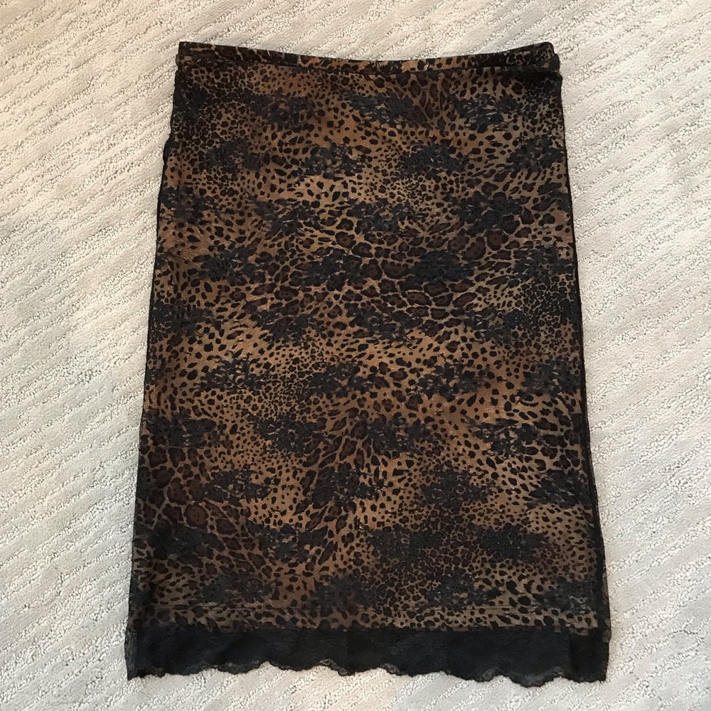Express lace leopard midi skirt